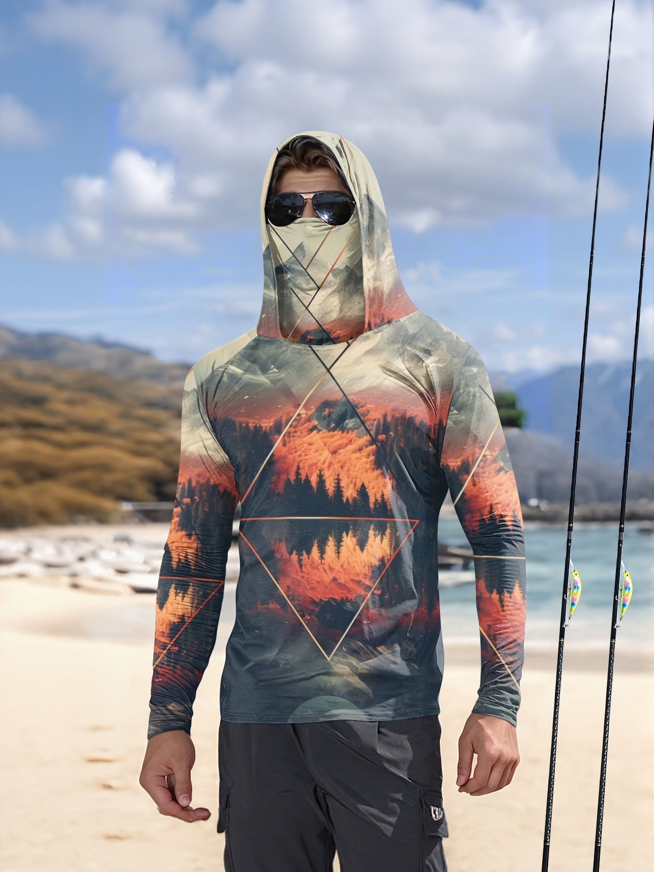 Fishing Mask Sun Protection - Outdoor heren vissershirt met capuchon, ingebouwd