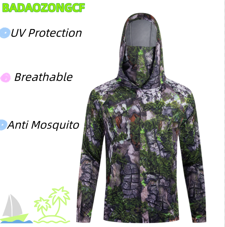 Fishing Shirt Uv Protection - Vissershirts met capuchon voor heren, UV-bescherming,
